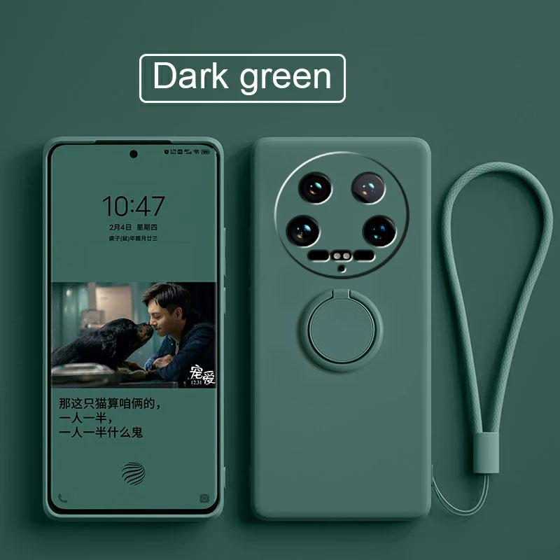 Case Fro Xiaomi 14 Ultra Liquid Silicone Ring Holder Soft Phone Cover for Xiaomi 14 Ultra Shockproof Back Fundas Xiaomi 14Ultra