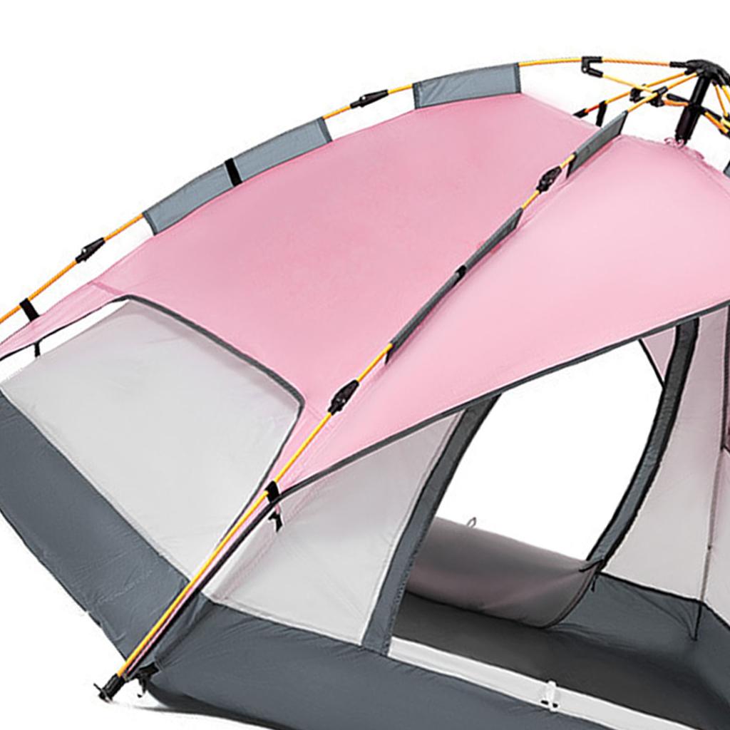 Camping Tent Oxford Cloth Automatic Pop Up Waterproof Double Layer Family Tent for Hiking Traveling Backpacking Pink