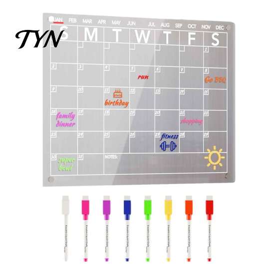 Magnetic Memo Pad for Kitchen Acrylic Planning Board, Dry Erase Notepad Board Fridge, Erasable Writing with Markers Clear Monthly Weekly Daily