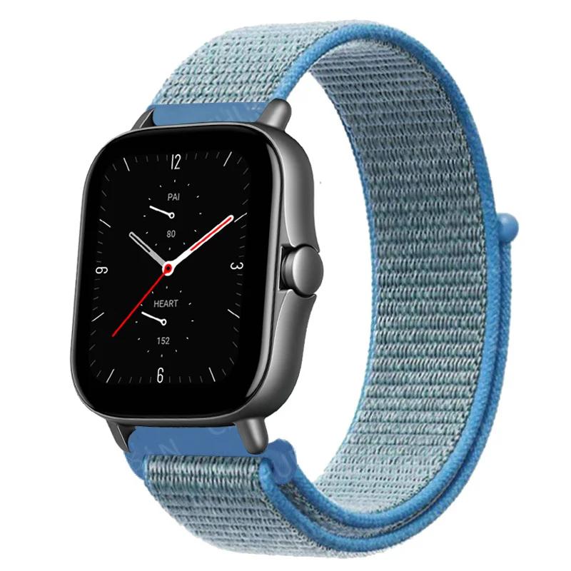 20mm/22mm Nylon Loop watch band For Amazfit GTS/4/2e/3/GTS2 Mini/GTR 4/3 pro/47mm/GTR2/2e/stratos Bracelet Amazfit bip-u strap