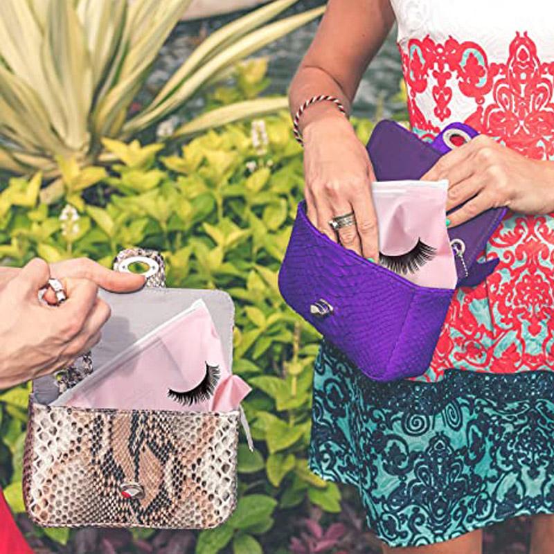 50 Stück/Set Wimpern-Nachpflegebeutel Wiederverwendbare Plastik-Make-up-Taschen Toiletten-Reiseaufbewahrungstasche Eva-Make-up-Beutel Kosmetik mit Reißverschluss