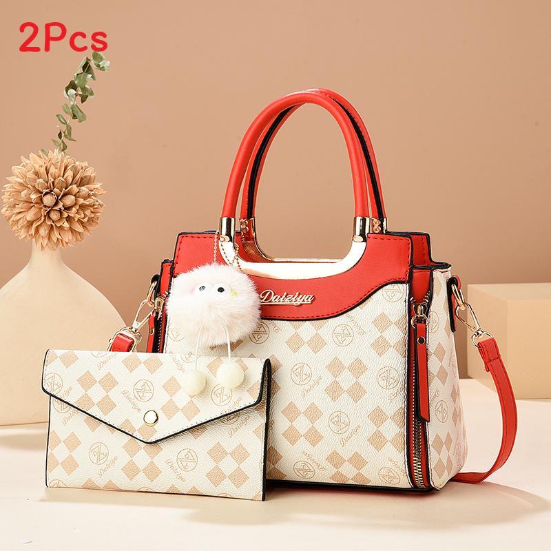 Urban Minimalist Tote Bag Pu Material With Print Contrast Color For Daily Use