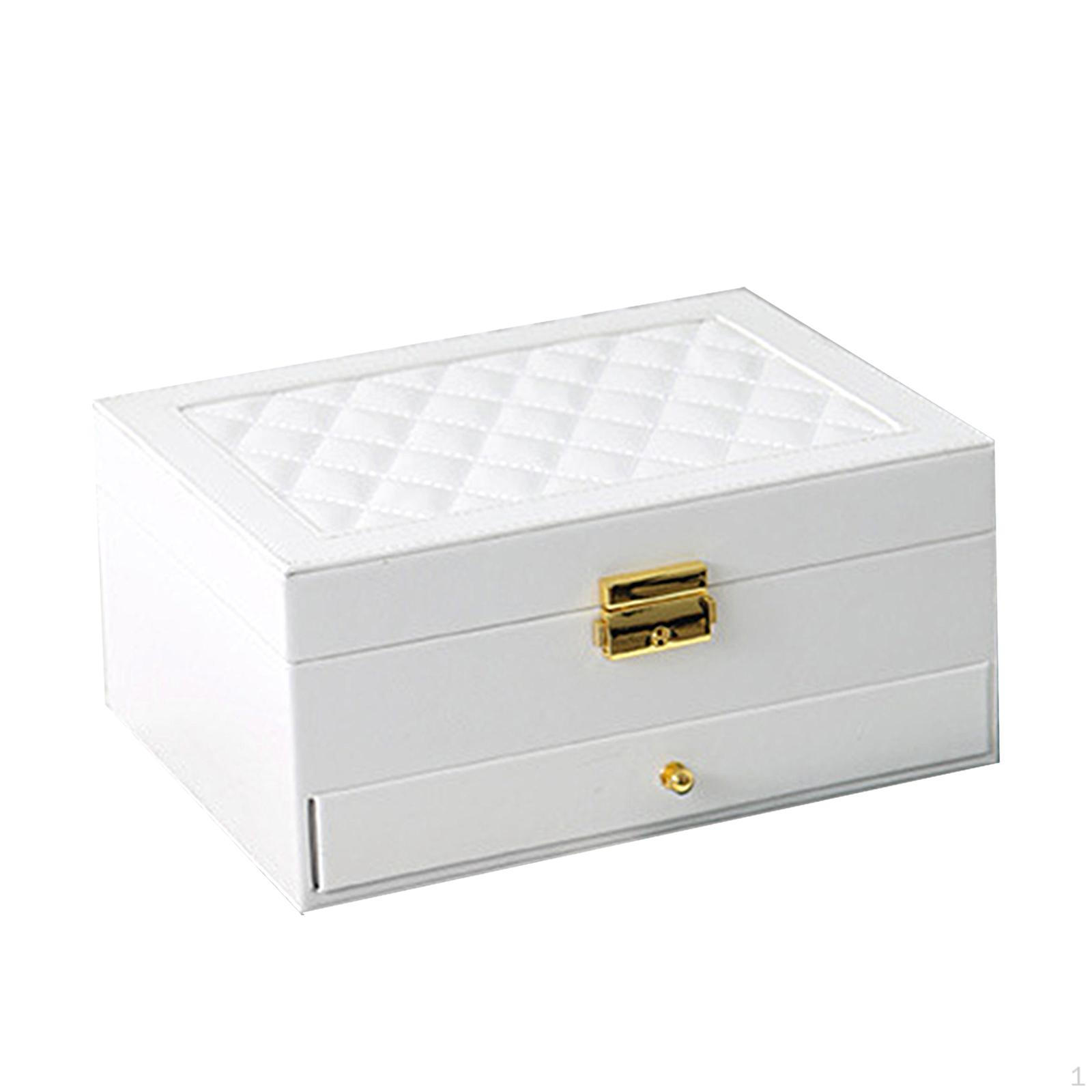

Layer Jewelry Storage Box Showcase Large Necklace Rings Pendant білий