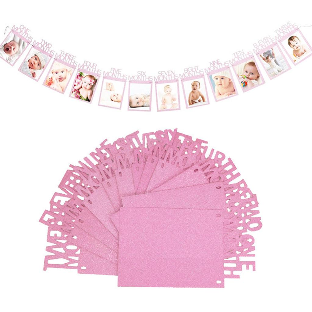 16.4ft Baby Photo Banner for Newborn 12 Month Growth Picture Display Hanging Sign Garland Growth Photo Booth Props for