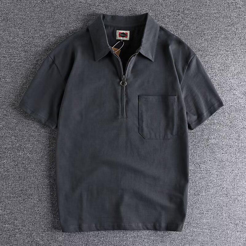 

Мужская модная рубашка-поло 2023 года в корейском стиле с короткими рукавами и лацканами M серый