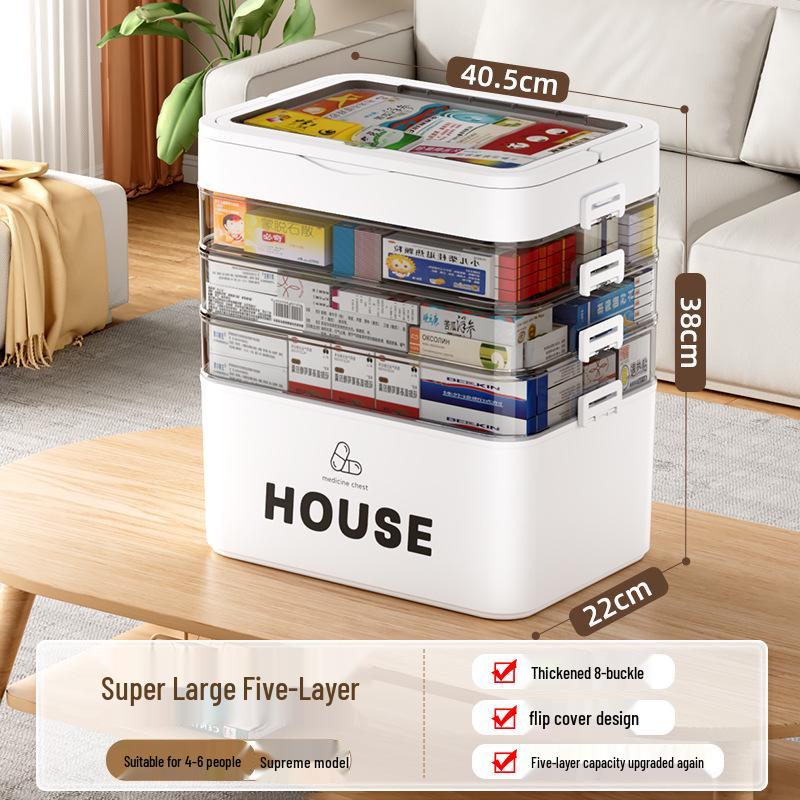 Large Multi-Layer Medicine Storage Box - Portable Family First Aid Kit
