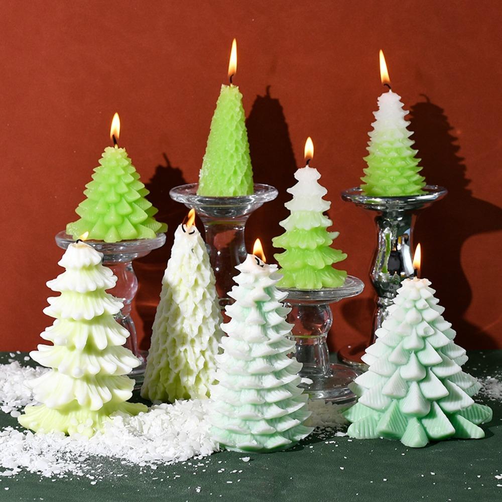 Silicone Scented Candle Molds Tower Christmas Tree Resin Plaster Mold Candle Mold  Party Decoration