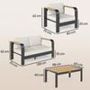 Garden Furniture Set Aluminum Seating Group for 4 People Water-Repellent Extra Deep with 2-Seater Sofa 2 Armchairs Side Table