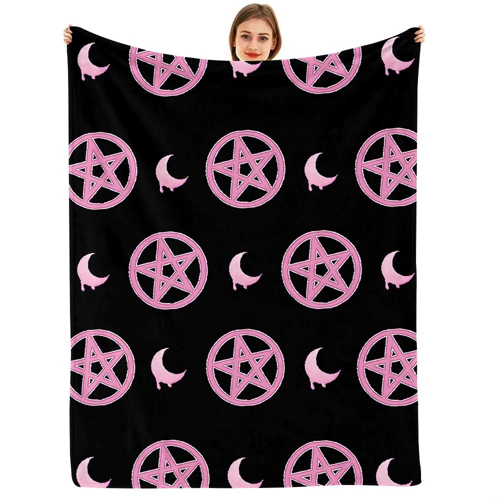 Pink Outline Cow Spots Soft Flannel Blanket Breathable Warm Throw for Office Car Sofa Kids Room Birthday Xmas Gift