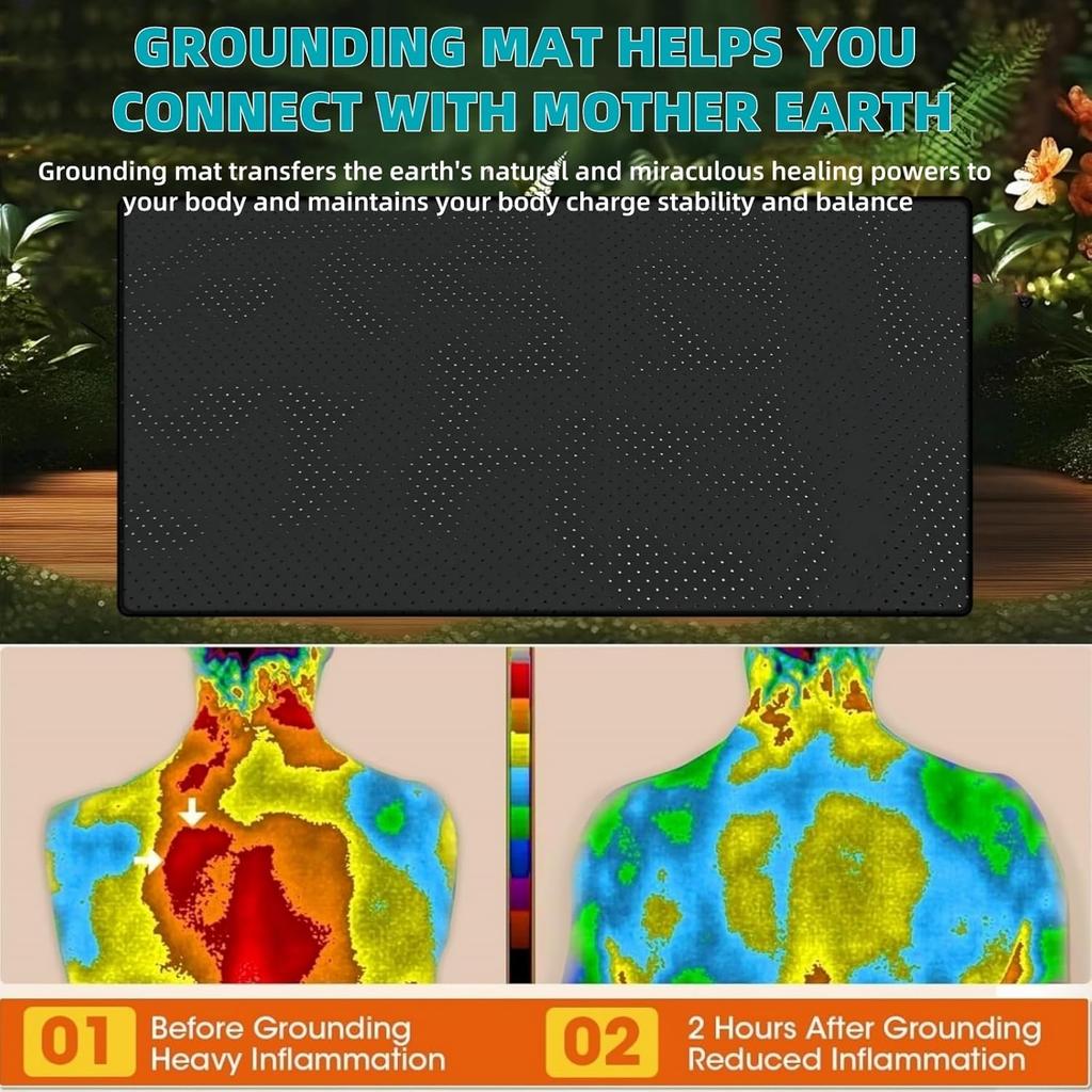 Earthing Grounding Mat for Bed King Queen Sizes Anti Slip Pad with Grounding Cord Support Better Sleep and Comfortable Daily Rest