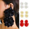 1 Paar Ohrclips, flauschiger Stoff, Blütenblatt, übertrieben, nicht durchbohrt, pastoral, lange Tropfen-Ohrringe, Braut, Hochzeit, Ohrschmuck, Zubehör