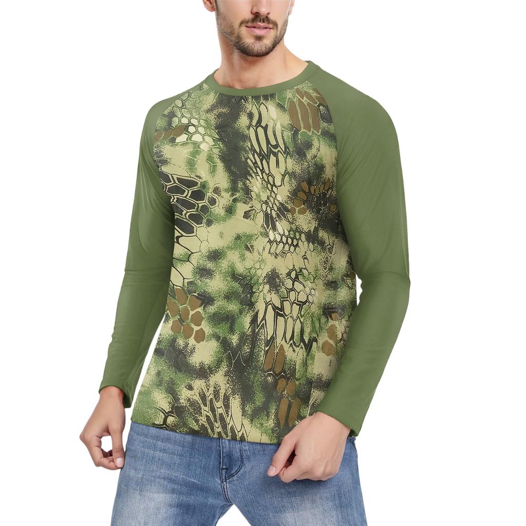Men's Fashion Printed Raglan Long Sleeve Sports Top