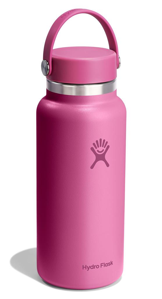 Wide Mouth Stainless Steel Water Bottle, 32oz (946ml), Leaf Design, Insulated (Official Japanese Product)