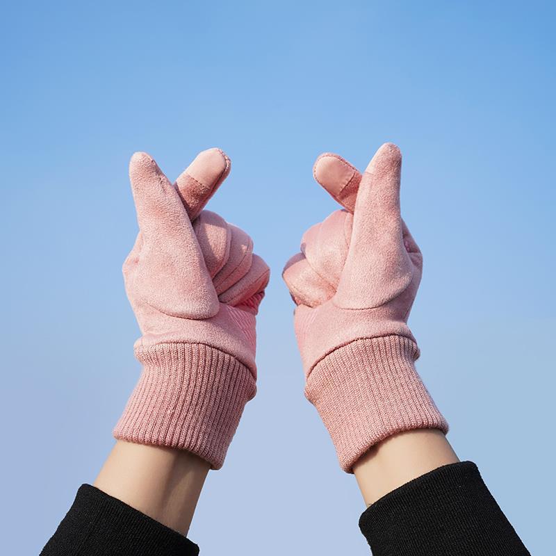Gloves Winter Women's Velvet Warm Cold Cute Students Winter Riding Driving Touch Screen Suede Women's Gloves