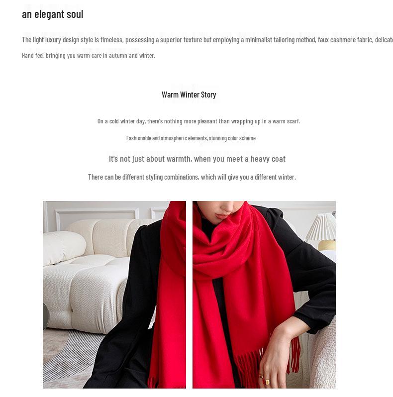 2024 Soft Imitation Cashmere Scarf: Women's Autumn-Winter Korean Style Warm Neck Warmer - Couple's Cold Protection Long Shawl.