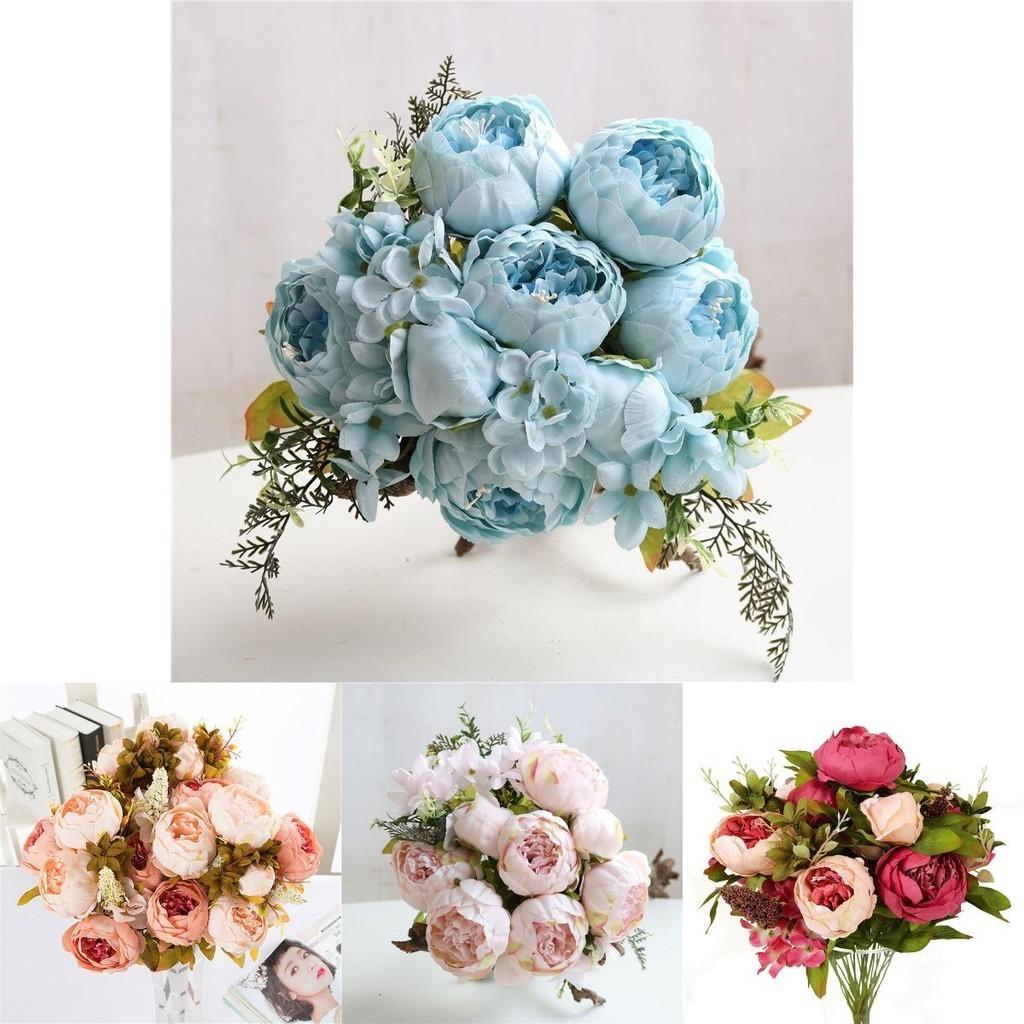 8 Heads Artificial Silk Peony Bouquet For Realistic Wedding Decor**