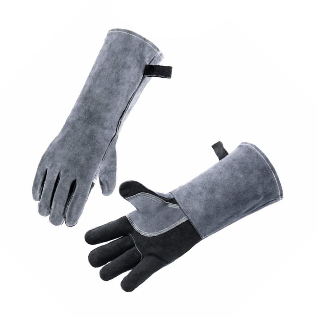 1 Pair Forge Welding Gloves High Temperature Resistant Cowhide BBQ Gloves Cooking Gloves for Microwave Baking 14 Inch