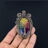 Rainbow Solar Quartz 999 Copper Wire Wrapped Pendant, Handmade Gemstone Pendant Jewelry, Gifts For Wife Brand New Pendant