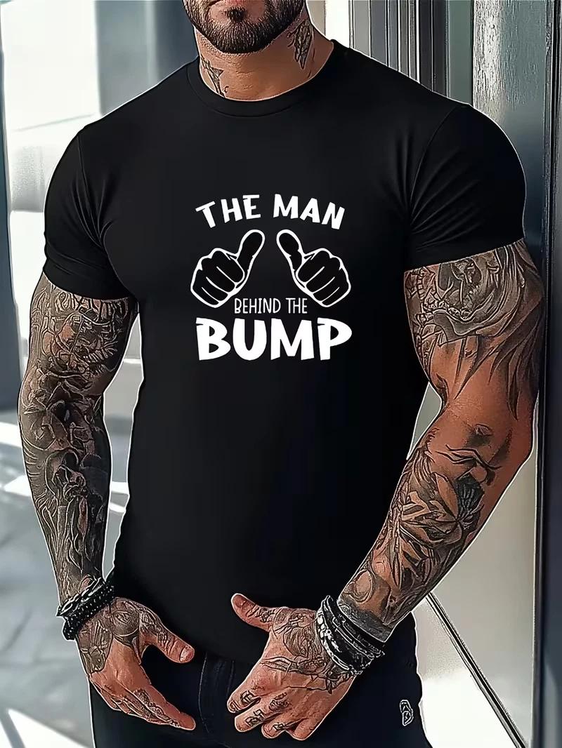 GANMIA Men s The Man Behind the Bump T-Shirt Funny Pregnancy Announcement Tee 3XL