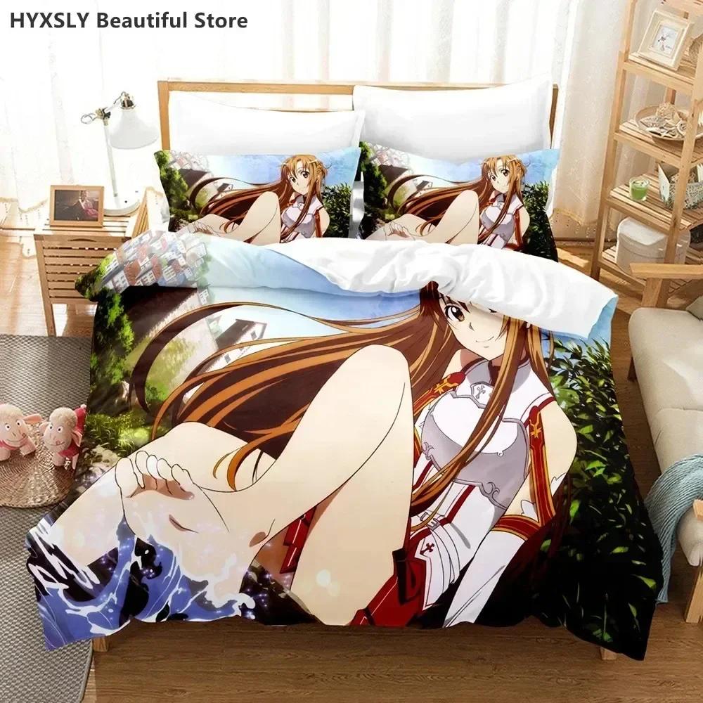 Fashion Sword Art Online Bedding Set 3D  Polyester Quilt Cover Pillowcases Queen King For Kids Gift  Duvet Cover Sets