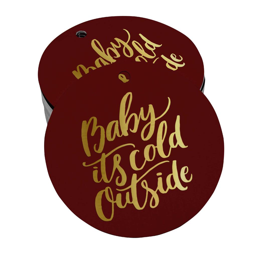 Inkdotpot Real Gold Foil Baby It's Cold Outside Baby Shower Tags Favor Hang Paper Tags 100
