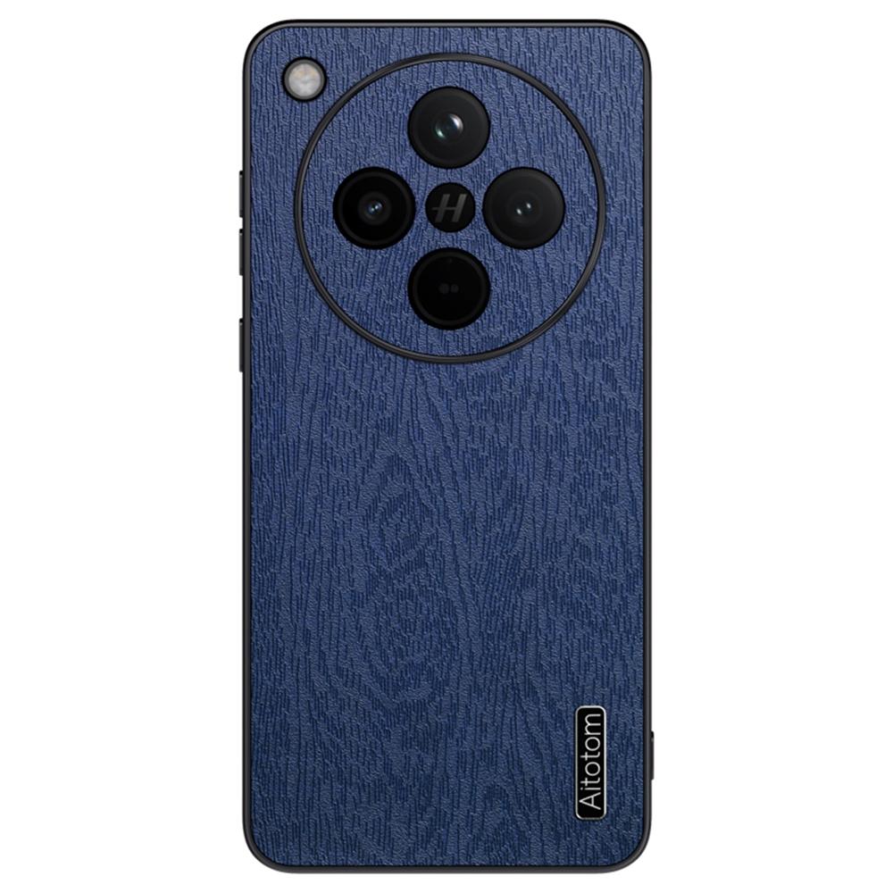 For Oppo Find X8s+ 5G Case Wood Texture PU Leather Coated PC TPU Phone Cover