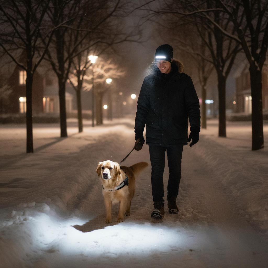 Wireless Beanie With Light USB Rechargeable Knit Cap Headlamp Cap With Headphones For Fishing Cycling Dog Walking Jogging