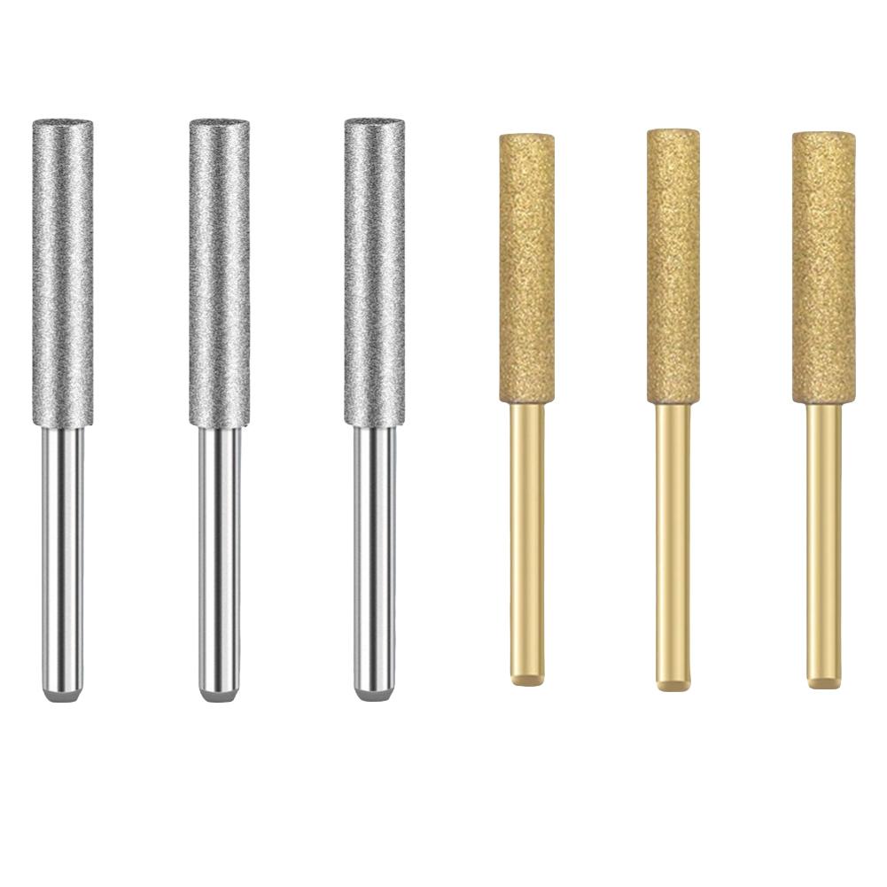 12Pcs/set Coated Cylindrical Burr  Chainsaw Sharpener Stone File Chain Saw Sharpening Carving Grinding Power Tools 3-5.5mm