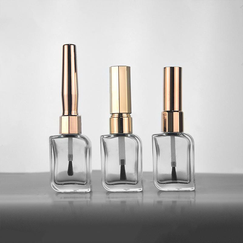 15Ml Nail Polish Bottle Empty With Lid Brush Cosmetic Containers Nail Glass Bottles With Brush Gold And Silver Lid