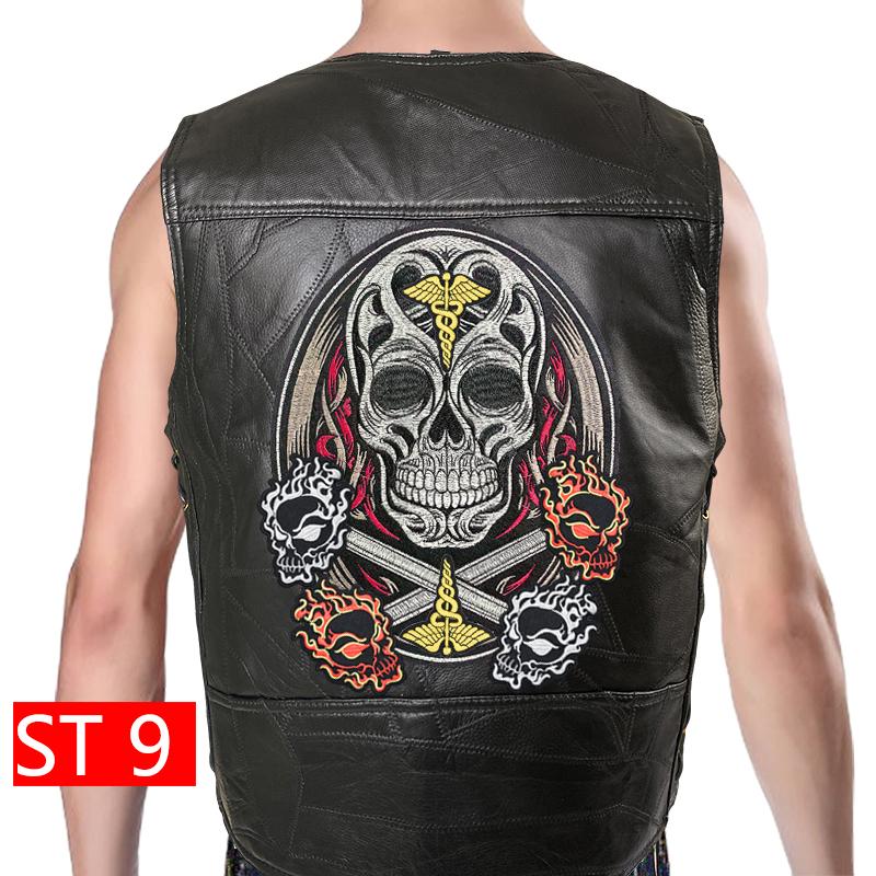 Drahtbindung Kombinationsetikett Amerikanische Super Coole Weste+Lederweste+Motorradschulter für Herren+Vierjahreszeiten-Fahrradclip+Klassisches gesticktes Abzeichen