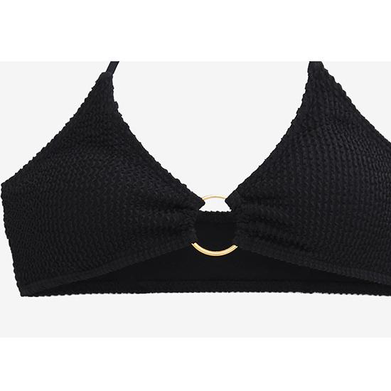 European-American Style Split Swimsuit Women's Body-fitting Solid Color Sexy Swimsuit Neck Hanging Three-piece Bikini Beach Fashion Swimsuit