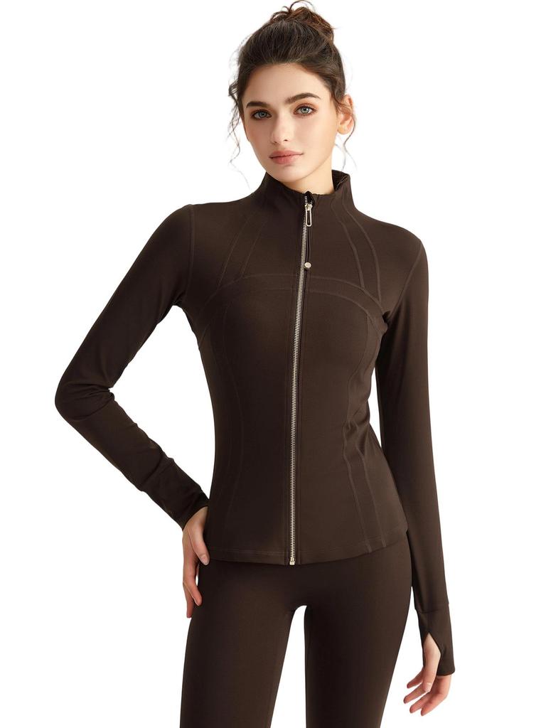 LAHN Women's Long Sleeve Quick Dry Slim Fit Yoga Jacket - Autumn/Winter Athletic Wear