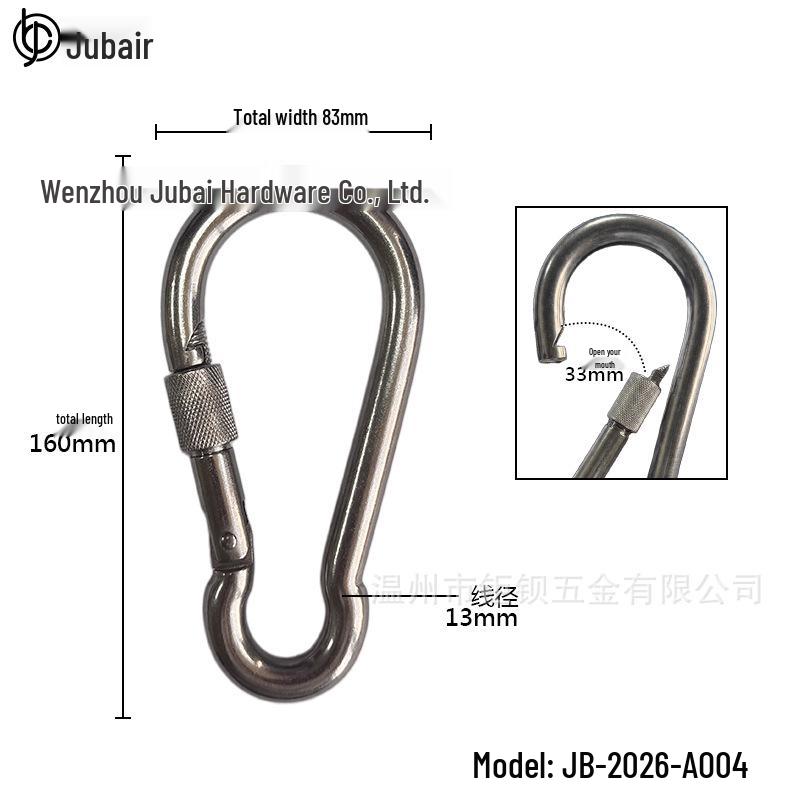 304 Stainless Steel Screw Lock Carabiner Snap Hook Connector