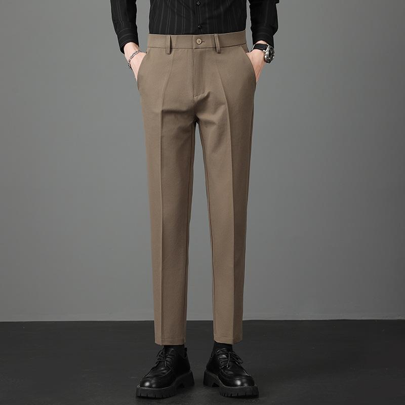Nine-point Light Luxury Men's Casual Small Trousers Autumn New Elastic Elastic Waist Young Men's Trousers
