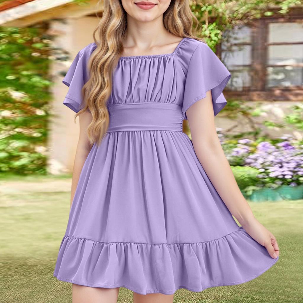 Girls' Summer Dress - Off Shoulder Ruffle Sundress