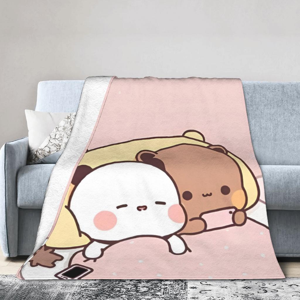Bubu and Dudu Blanket Velvet Panda And Brownie Bear Couple Warm Throw Blanket for Bedding Couch Bed Rug