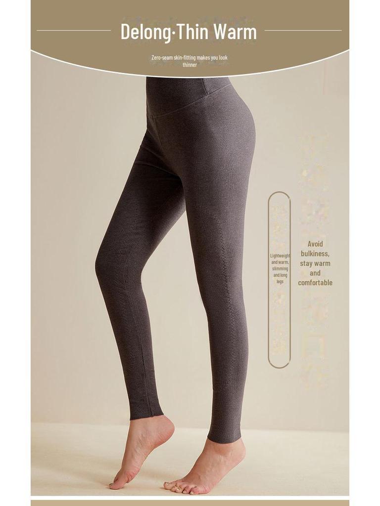 Plush High Waist Warm Velvet Leggings for Winter - Slim Fit with Thigh, Hip, and Knee Support