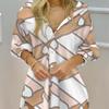 Beach Elegant Punk New Arrival Fashion Fall Long Sleeves Smocking V-neck Buttons Stripes Shirt Women