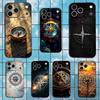Art Navigation Compass For iPhone 13,17,11,12,16,14,15,Plus,Pro Max,XS,X,XR,SE,Mini,8,7,Soft Silicone Black Phone Case