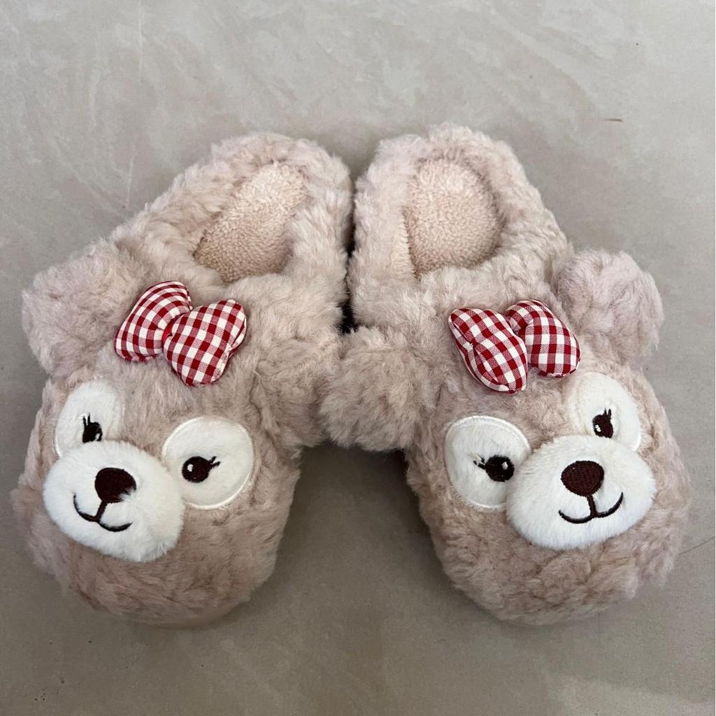 Duffy Bear Girls’ Cotton Slippers, Autumn/Winter 2025: Fleece-lined, Thick, Warm, Non-slip, Casual, Closed-toe Design.