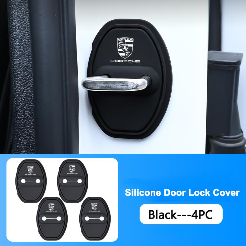 4Pc Car Silica Gel Door Lock Protective Cover Door Lock Buckles For Porsche 911 718 Cayenne Cayman Panamera Macan Taycan Boxster