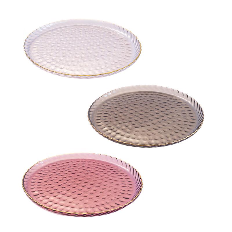 Nordic Style Glass Dinner Plate with Gold Rim