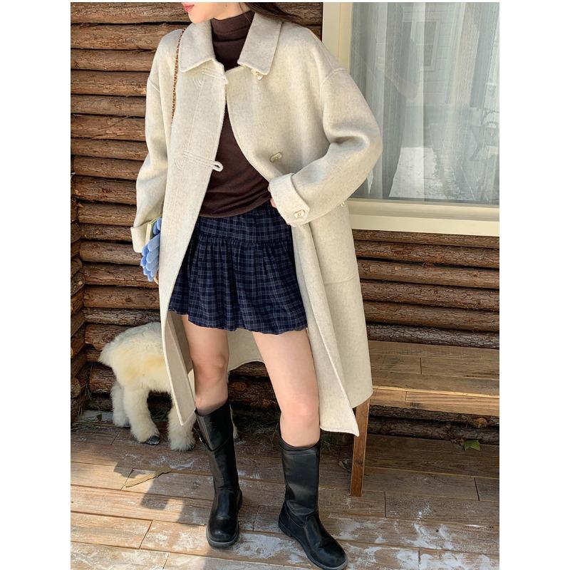 

Стильное асимметричное шерстяное пальто на пуговицах - Вдохновлено корейской драмой Small