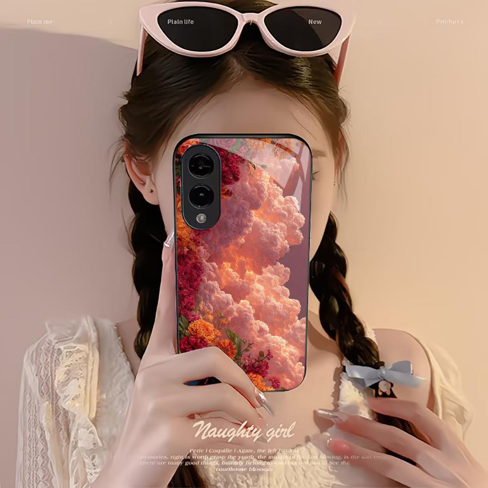 Cloud Sea Exquisite Luxury PhoneCase Glass PhoneCase for Samsung Galaxy S26 S25 S24 S23 S22 S21 FE,Ultra,Plus Dropresistant
