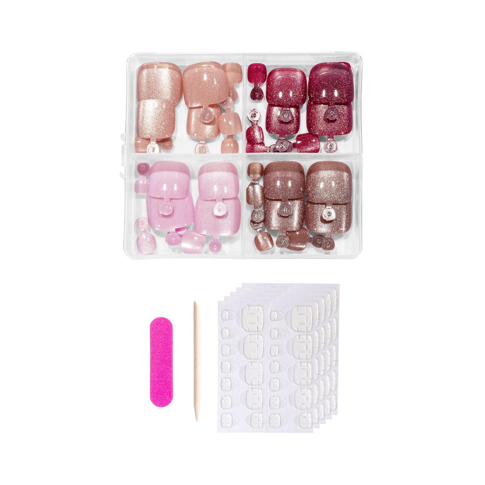 

Накладные ногти на ногах Кошачий глаз Клей для ногтей на ногах 96 шт. Глянцевые ногти на ногах Многоразовые УФ-покрытие Накладные ногти Акриловые накладные ногти C