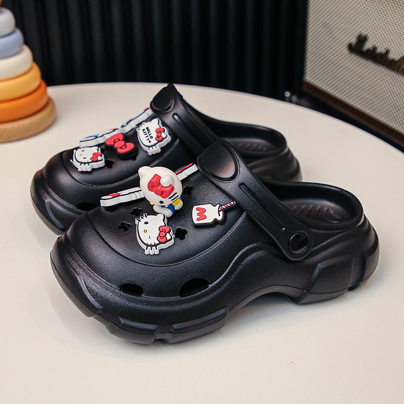 Kids  Summer Closed-Toe Cartoon Sandals - Cute, Non-Slip Beach Slippers for Girls and Boys, 2026 Style 32-33 чёрный