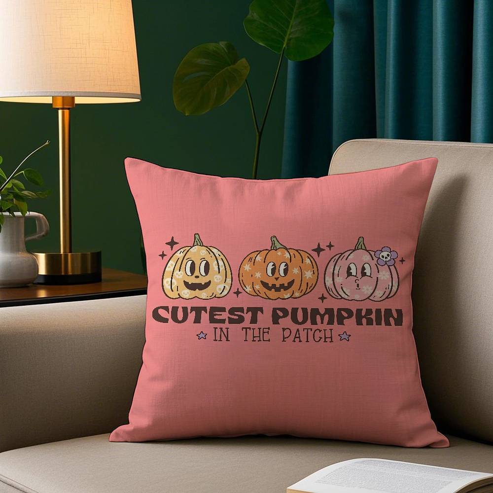 

Halloween Pumpkin Pillow Case Plush Fabric Soft Pillowcase Double Sided Print Sofa Cushion Cover Throw 12x12Inch