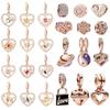 925 Silver Rose Gold Snowflake Heart Birthstone Charm Bead DIY Bracelet Necklace Gift for Women Jewellery