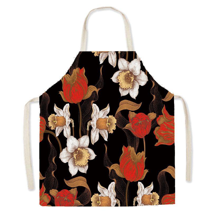 Pastoral Style Floral Series Kitchen Sleeveless Apron Color Floral Linen Apron Parent-Child Children'S Apron