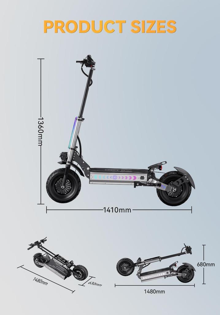Electric Scooter Foldable OOTD T90 3000W*2 Dual Motor 85Km/h Top Speed Electric Scooter For Adult 60V 31.2AH 100Km Range